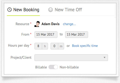Resource booking form