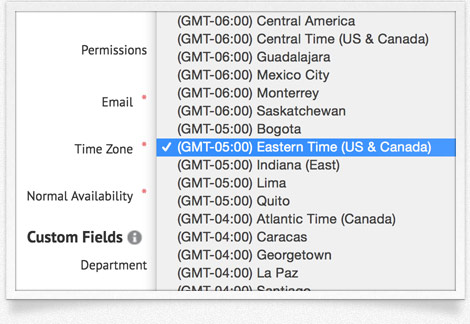 Time zone support